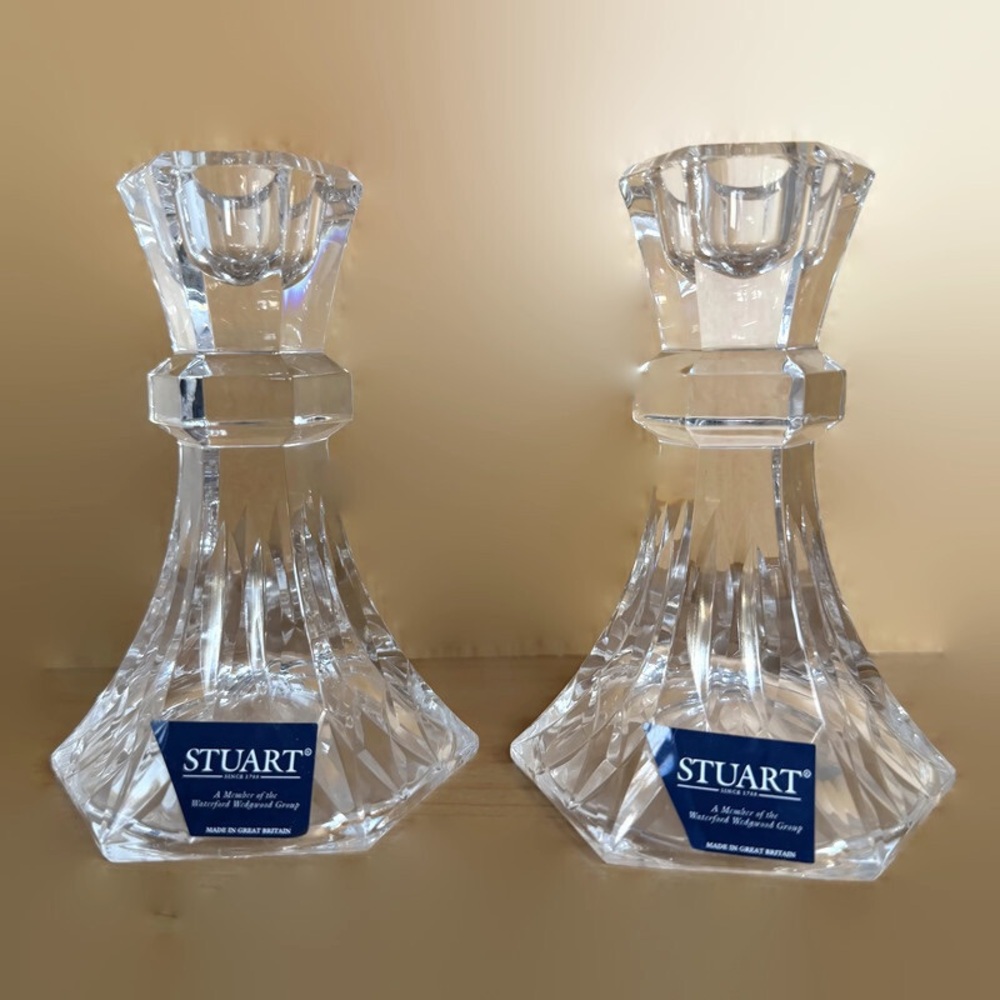 Vintage Stuart Crystal Candle Holders